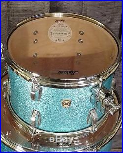 Ludwig Classic Maple Drum Set. 5PC Shell Pack. Teal Sparkle. Mint