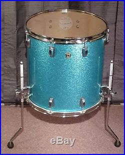 Ludwig Classic Maple Drum Set. Teal Sparkle. 4PC Shell Pack W Atlas Mounts
