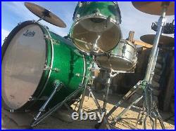 Ludwig Classic Maple Green Sparkle Zep set, Supraphonic snare with Paiste cymbals