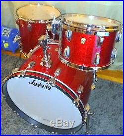 Ludwig Classic Maple Pro Beat Drum Set Red Sparkle. MINT