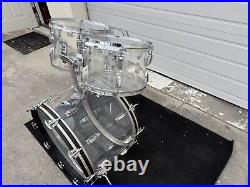 Ludwig Clear Vistalite Drum set 1978 Blue Olive 4 pc