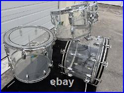 Ludwig Clear Vistalite Drum set 1978 Blue Olive 4 pc