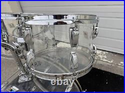 Ludwig Clear Vistalite Drum set 1978 Blue Olive 4 pc