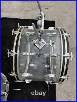 Ludwig Clear Vistalite Drum set 1978 Blue Olive 4 pc