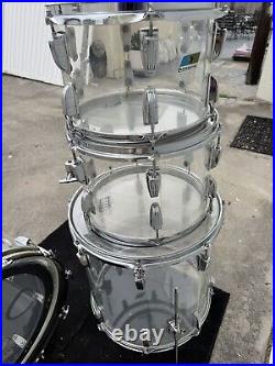 Ludwig Clear Vistalite Drum set 1978 Blue Olive 4 pc