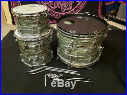 Ludwig Downbeat 1965 Blue Oyster Pearl drum set 12 14 20 vintage w cases