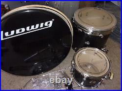 Ludwig Evolution Element 3 pc Drum Set 22 Bass 10 Rack + 14 Floor Tom Black