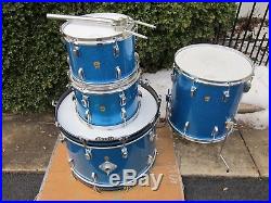 Ludwig Hollywood Drum Set 12 13 16 22 Blue Sparkle Keystone Vintage Apr 1967