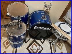 Ludwig LC175 Accent Drive Complete Drum Kit, Deep Blue 5 Piece