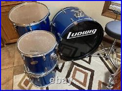 Ludwig LC175 Accent Drive Complete Drum Kit, Deep Blue 5 Piece