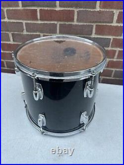 Ludwig Rocker 1980's Black 4 Piece Drum Set 2 Rack Toms Floor Bass See Details