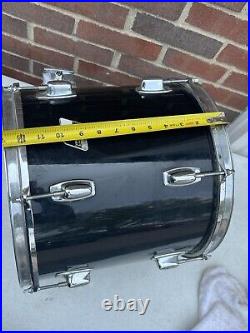 Ludwig Rocker 1980's Black 4 Piece Drum Set 2 Rack Toms Floor Bass See Details