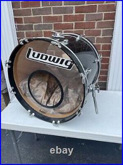 Ludwig Rocker 1980's Black 4 Piece Drum Set 2 Rack Toms Floor Bass See Details