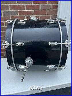 Ludwig Rocker 1980's Black 4 Piece Drum Set 2 Rack Toms Floor Bass See Details