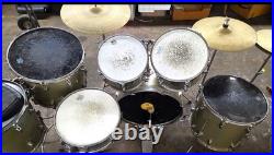Ludwig Rocker Drum Set COMPLETE Vintage Silver Mist with Cymbals & Hardware