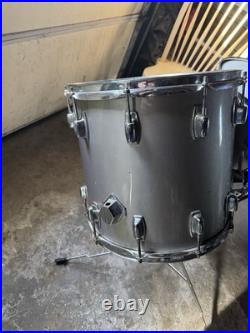 Ludwig Rocker Drum Set COMPLETE Vintage Silver Mist with Cymbals & Hardware