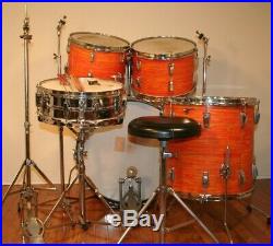 Ludwig Vintage Drum Set Kit 1967 Mod Orange 2 Owner With Hardware Matching SN's