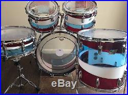 Ludwig Vintage Vistalite Drum Set red / white / blue 70's Custom Pattern (Rare)