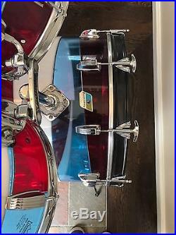 Ludwig Vintage Vistalite Drum Set red / white / blue 70's Custom Pattern (Rare)
