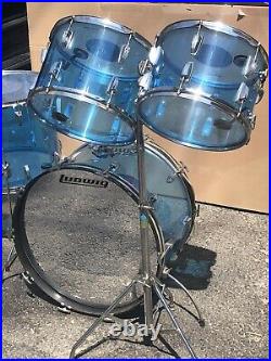 Ludwig Vistalite 4 piece Blue Acrylic Drum Set 24 18 14 13