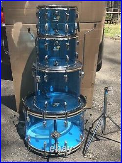 Ludwig Vistalite 4 piece Blue Acrylic Drum Set 24 18 14 13