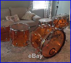 Ludwig Vistalite Amber Drum Set 5 Piece Shell Pack Zep Config + Hardware