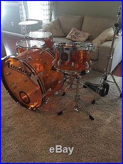 Ludwig Vistalite Amber Drum Set 5 Piece Shell Pack Zep Config + Hardware