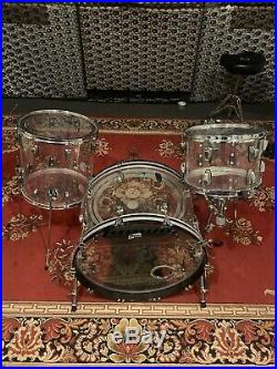 Ludwig Vistalite Clear 3 Piece Drum Set Kit 13/16/24