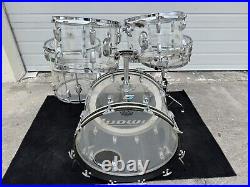 Ludwig Vistalite Clear Drum set 1976 Blue Olive w snare