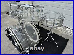 Ludwig Vistalite Clear Drum set 1976 Blue Olive w snare