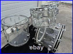 Ludwig Vistalite Clear Drum set 1976 Blue Olive w snare