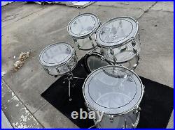 Ludwig Vistalite Clear Drum set 1976 Blue Olive w snare