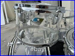 Ludwig Vistalite Clear Drum set 1976 Blue Olive w snare