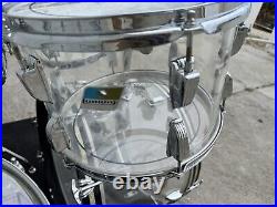 Ludwig Vistalite Clear Drum set 1976 Blue Olive w snare