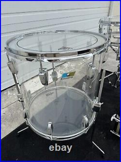 Ludwig Vistalite Clear Drum set 1976 Blue Olive w snare