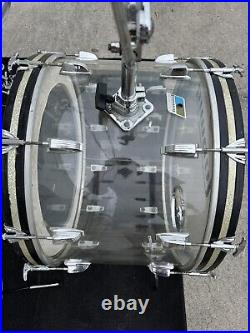 Ludwig Vistalite Clear Drum set 1976 Blue Olive w snare