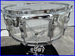 Ludwig Vistalite Clear Drum set 1976 Blue Olive w snare