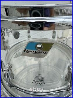 Ludwig Vistalite Clear Drum set 1976 Blue Olive w snare