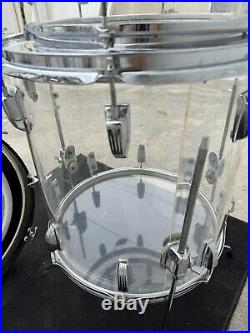 Ludwig Vistalite Clear Drum set 1976 Blue Olive w snare