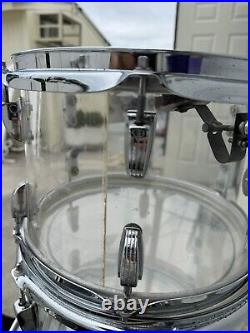 Ludwig Vistalite Clear Drum set 1976 Blue Olive w snare