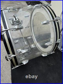 Ludwig Vistalite Clear Drum set 1976 Blue Olive w snare