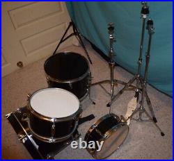 Ludwig black junior drum set used (extra snare & toms included)