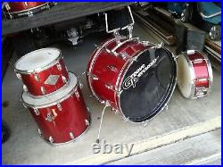 MIJ Drum Set 4 PC Vintage 60s Red Sparkle Japan 3Ply Shells