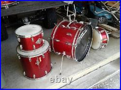 MIJ Drum Set 4 PC Vintage 60s Red Sparkle Japan 3Ply Shells