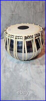 Maharaja TABLA Drum Set- Chromed Brass Bayan, Dayan, BLUE Cushions/Cover, Hammer