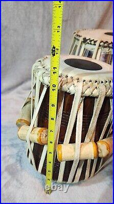 Maharaja TABLA Drum Set- Chromed Brass Bayan, Dayan, BLUE Cushions/Cover, Hammer