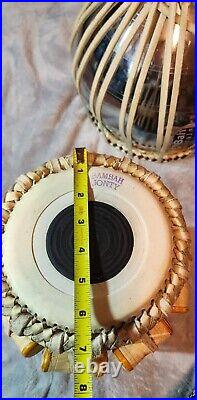 Maharaja TABLA Drum Set- Chromed Brass Bayan, Dayan, BLUE Cushions/Cover, Hammer