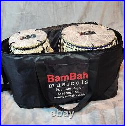 Maharaja TABLA Drum Set- Chromed Brass Bayan, Dayan, BLUE Cushions/Cover, Hammer