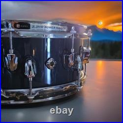 Mapex Black Panther Metal Snare Drum with 2.3mm Power Hoops, Black Shell