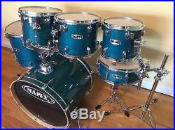 Mapex M Birch Drum Set Kit 6 Pc Shell Pack Transparent Teal Blue Green Lacquer